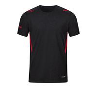 JAKO T-Shirt Maglietta Challenge, Nero mélange/Rosso, 4XL Uomo