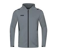 JAKO Trainingsjacke mit Kapuze Giacca da Allenamento Challenge con Cappuccio, Grigio Pietra/Nero, 128 Unisex-Bambini