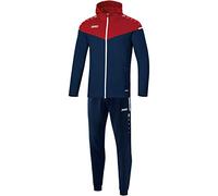 JAKO Tuta da uomo in poliestere Champ 2.0 con cappuccio, blu navy/rosso peperoncino, 3XL