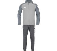 JAKO Tuta in Poliestere Performance con Cappuccio, Grigio Chiaro/Grigio Pietra, XL Uomo