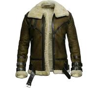 JAKRON Bomber classico da uomo B3 foderato in shearling della seconda guerra mondiale pilota aviatore stile volo, Marrone - Vera Pelle, 4XL