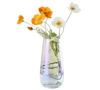 JAKY-Global Vaso in vetro moderno, grande, conico, a coste, altezza 25 cm, decorazione per la casa, per ufficio, soggiorno, matrimoni, feste, eventi (irrisizzato)