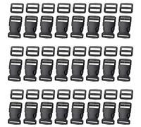 Jalan 48 pezzi Fibbie Plastica Piccole 25mm, Fibbia Zaino Rilascio Laterale Cinghia Borsa Fibbie, Fibbia a Scatto Ganci Zaino Clip Cucito Zaino e Clip Tri-Glide Cursore della Tessitura, Nero