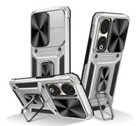 JAlanlan Cover per Honor 90, custodia cellulare blindata antiurto di livello militare con protezione della fotocamera + 360° rotatable metal ring magnetic holder case,argento