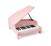 JALOKEE Tastiera per pianoforte per bambini, 25 tasti, pianoforte a coda in miniatura, strumento educativo in legno, volume regolabile, adatto per ragazze e ragazzi in età bassa (Rosa)