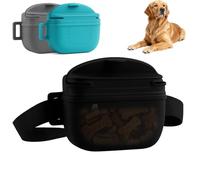 Jalopink Marsupio per cani aggiornato, chiusura magnetica più forte per evitare fuoriuscite, marsupio in silicone da 1,7 tazze con cintura in vita per addestramento del cane a passeggio (nero)