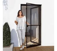 Jalousiescout Protectline Porta Zanzariera, Telaio in Alluminio, Rete in Fibra di Vetro Resistente, Facile Installazione, Protezione Contro le Zanzare, 80 x 200 cm, Antracite-Marrone