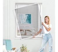 Jalousiescout Zanzariera Finestra Regolabile, Zanzariera per Finestra SlimLine Mini con Cornice in Alluminio senza Perforazioni, Protezione contro le Zanzare, Universale, 55 x 70 cm, Bianco