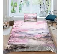 JALYKA Ciliegia giapponese Blossom Copripiumino Con 3D Stampa Digitale, Set Di Biancheria Da Letto in Poliestere 3 Pezzi Per Ragazzi E Ragazze in Microfibra Morbida E Copricuscino Single（135x200cm）