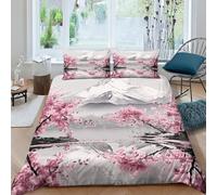 JALYKA Ciliegia giapponese Set Di Biancheria Da Letto Stampa 3D, 3 Pezzi Copripiumino Con Cerniera, Incluso E Federe, Per Ragazzi E Ragazze King（220x240cm）