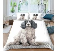 JALYKA Cocker Spaniel inglese 3D Stampa Set Di Biancheria Da Microfibra Set Copripiumino in E Federe Cerniera Nascosta 3 Pezzi Per Bambini E Adulti Double（200x200cm）