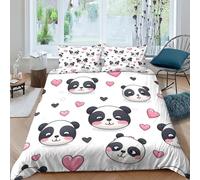 JALYKA Panda Set Di Biancheria Da Letto Stampa 3D,Cartoon Animales Copripiumino Con Cerniera,3 Pezzi Incluso E Federe, Per Ragazzi E Ragazze Microfibra Double（200x200cm）
