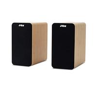 JAM Bluetooth Due Casse da Scaffale, Compatte, Alimentate a Rete, Ingresso AUX, per Giradischi Wireless, Driver 4", Amplificatori Alta Definizione, Bassi Più Ricchi, Acustica Più Nitida, Legno