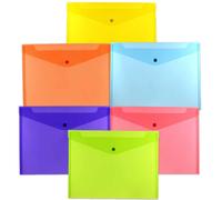 JAM PAPER Plastic Envelopes with Snap Closure - Letter Booklet - 9 3/4 x 13 - Assorted Colors - 6/Pack
