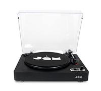 JAM Spun Out Giradischi Wireless Bluetooth per Vinili, 3 Cinghie per un Audio di Qualità Superiore, Portatile, con Jack per le Cuffie e Ingresso AUX, Copertura Antipolvere Inclusa, Nero