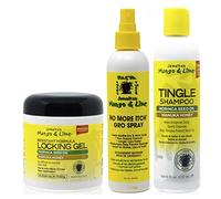 Jamacican Mango & Lime Locking Gel 6oz con No Itch Grow Spray 8oz e Shampoo Tingle 8oz