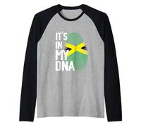 Jamaica Dna È nella mia Bandiera della Giamaica Color Jamaica Love Quote Maglia con Maniche Raglan