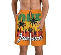 Jamaica Palm Print elegante costume da bagno pantaloncini da spiaggia leggeri traspiranti estivi attività all'aperto, bianco, XXL