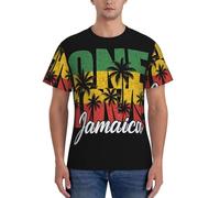 Jamaica Palm Print - Maglietta classica a maniche corte da uomo, traspirante, per tutti i giorni, per attività estive, nero, XX-Large