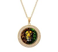 Jamaica Reggae Leone Diamante Collana per le Donne Carino Lega Pendenti Collana Gioielli Regalo, Misura unica, Metallo, Nessuna pietra preziosa