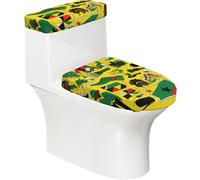 Jamaican Elements - Copriwater morbidi, 2 pezzi, elastici, riutilizzabili, per WC a forma di U, decorazione per il bagno