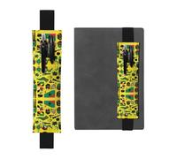 Jamaican Elements - Portapenne in pelle, segnalibro: adatto per notebook, diari, calendari, custodie per tablet, lettura, lavoro, ecc., Nero , Taglia unica