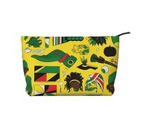 Jamaican Elements - Trousse per cosmetici, in velluto a coste, con chiusura a cerniera, adatta per viaggi, campeggio e uso quotidiano