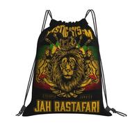 Jamaican Lion Flag Borsa con Coulisse Moda Sacca con Cordoncino Regolabile Borsa Palestra per Donna Spiaggia Yoga 36X42Cm