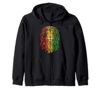 Jamaican Wild Lion Hears Reggae Music with Jamaica Colorfuls Felpa con Cappuccio