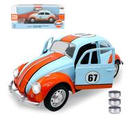 JAMARA 402600 Volkswagen Classical Beetle 1967 Diecast 1:28 con batterie a bottone, modellino di auto giocattolo per bambini, mini veicoli, idea regalo per ragazzi e ragazze, luce LED