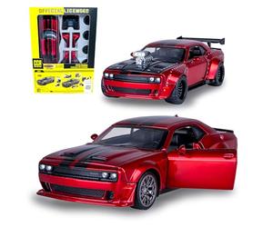 JAMARA 402614 Dodge Challenger SRT Jailbreak Diecast 1:36 2 in 1 - Modellino auto giocattolo per bambini, modello mini veicoli, idea regalo per bambini, porte apri/chiudi manualmente, tuning
