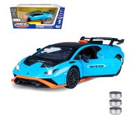 JAMARA 402616 Lamborghini Huracán STO Diecast 1:32 incl. batterie a bottone - Modellino di auto giocattolo per bambini, modello auto in miniatura, idea regalo, porte aprire/chiusura manuale