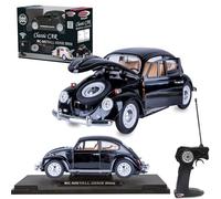 JAMARA 402700 VW Beetle RC Diecast 1:18 nero 27 MHz modello auto giocattolo auto radiocomandato in metallo modello miniatura con telecomando auto giocattolo giocattolo idea regalo