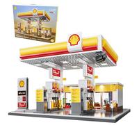 JAMARA 402857 CADA Shell Stazione di servizio con Shop Bricks, per bambini dai 14 anni in su, idea regalo per bambini, set di mattoncini a morsetto, promuove abilità motorie, porte manuali