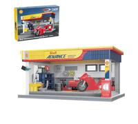 JAMARA 402939 CADA Shell Service Station 1:30 Bricks, set tecnico composto da 330 mattoncini, casa modulare, licenza come modello urbano, idea regalo per bambini e costruttori a partire dagli 8 anni