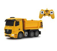 Jamara- Autocarro cass. ribal Mercedes-Benz Arocs Giocattolo Telecomandato, Scala 1:26, 2.4G, Colore Giallo, 405108
