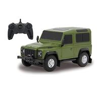 Jamara 405154 - Land Rover Defender 1:24 verde - Luci LED, Licenza ufficiale, Velocità 7 Km/h
