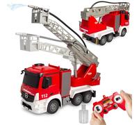 JAMARA 407300 Camion dei Vigili del Fuoco Mercedes-Benz Antos 1:26 2,4GHz con Scala Girevole e Funzione Spruzza Acqua - RC Camion dei Pompieri, Giocattolo Telecomandato, Regalo per Bambini