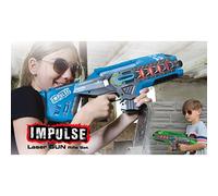 Jamara 410084 410084-Impulse Gun - Rifle Set Blu/Verde Laser Tag con 3 Battlemodi Giocatori per Team, Last Man Standing, Duell, 4 Armi simulate con Effetti sonori, Portata Fino a 40 m