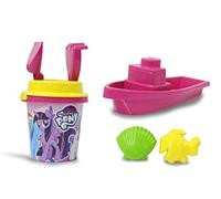 Jamara 410128 - Set per sabbia, 7 pezzi con licenza ufficiale My Little Pony, secchio, pala, rastrello, 2 formine, barca, setaccio, colore: Rosa