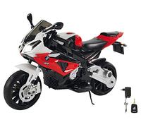 JAMARA 460280 - Ride-on Motocicletta BMW S1000RR Rossa 12V - 2 Marce, Rotelle Rimovibili, Cavalletto, Chiave, Pedale acceleratore, Fanale LED, Clacson