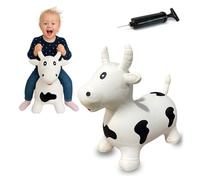 Jamara 460318 - Animale salterino Toro bianco/nero con pompa - Sviluppa l'equilibrio e capacità motorie, Orecchie come sostegno, Robusto e resistente fino a 50 Kg