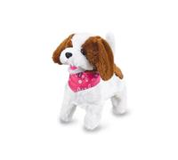 JAMARA 460340 - Lucky RC Peluche Cane Bianco/Marrone 27MHz - Pelo Morbido, Abbaia Come Un Cane Vero, Muove Il Muso, Muove la Testa, Agita la Coda