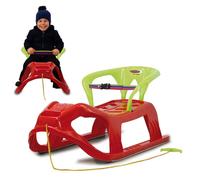 Jamara 460366 - Snow Play Slittino Schienale Snow-Star 90 cm rosso -Cintura di sicurezza, Protezione contro il ribaltamento, Pattini in metallo