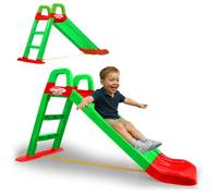 JAMARA- Funny Slide-Scivolo Verde - in plastica Robusta, Scarico Antiscivolo per atterraggi delicati, Ampi gradini e Maniglie di Sicurezza, Corda di stabilizzazione, Colore, ca. 145 x 79 cm, 460502