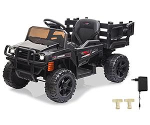JAMARA 460569 Ride-on Offroader Bufalo 12 V a partire da 3 anni, soft start, 2 marce, AUX/USB/FM radio, potente motore/batteria 4,5 Ah, anello in gomma ultra grip, ammortizzatore posteriore, nero