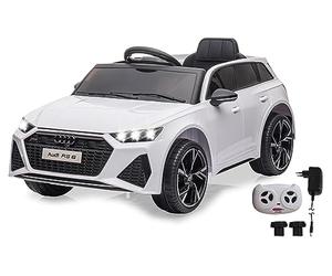 JAMARA 461825 Ride-on Audi RS 6 2,4GHz bianco 12V - Macchina Elettrica per Bambini, Luci LED, Suoni, Musica USB Bluetooth, Maniglia per Trasporto e Spinta