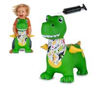 JAMARA HoppyDoo 466007-Peluche a forma di dinosauro con ali, interni ed esterni, regalo per bambini, giocattolo da giardino, facile da pulire, senza BPA, con pompa, Colore verde, 466007