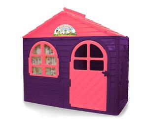 JAMARA Little Home 460498 - Casetta giocattolo in plastica robusta, montaggio stabile, facile da pulire, adatta per interni ed esterni, per porte e finestre si aprono, tende