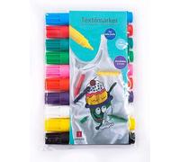 Jamasia 999202-1 - Set di pennarelli per tessuti, 2 confezioni da 10 pezzi, per dipingere tessuto, 20 pennarelli in tessuto, con tratto da 2 a 5 mm, 20 pennarelli per tessuti in 10 diversi colori